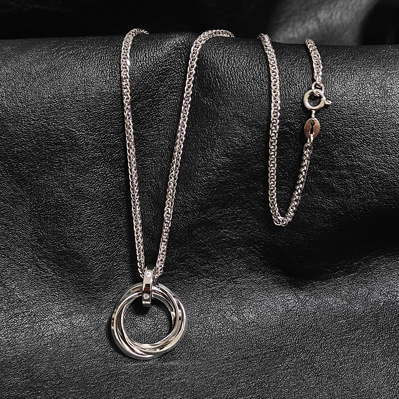 嘻哈足银莫比乌斯环吊坠项链