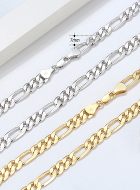 嘻哈意大利锁骨链纯银镀金项链