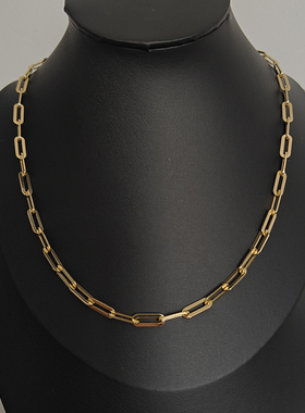 时尚纯银镀金回形针项链4.5mm