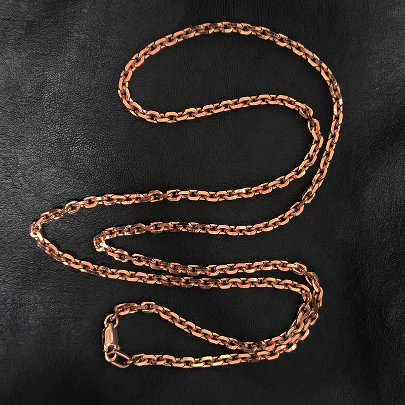 嘻哈纯银镀玫瑰金十字链太角链