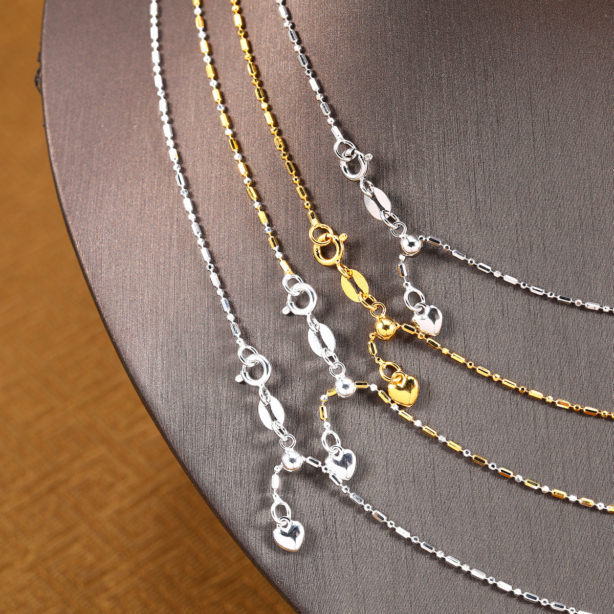 时尚可调节纯银分色六角间珠链