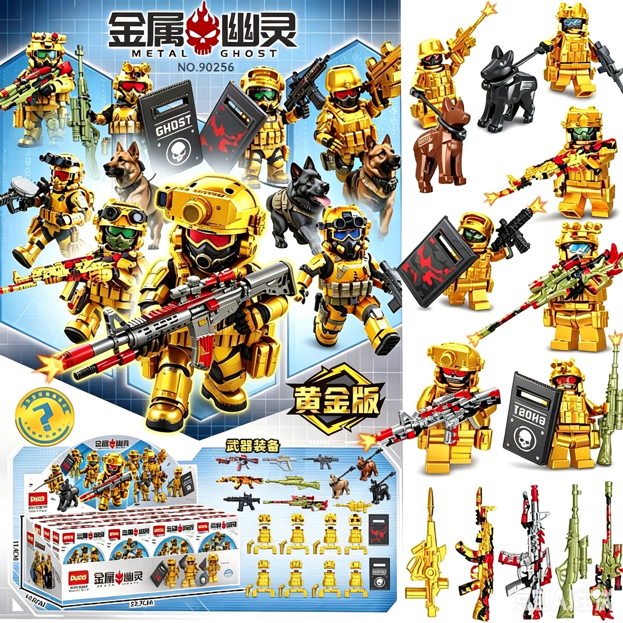 乐玩90256战术装备积木黄金版小人武器配件套装男孩拼装积木批发