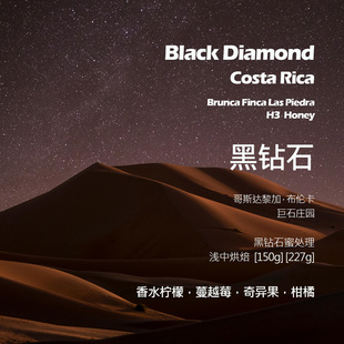 哥斯达黎加布伦卡巨石庄园H3黑钻石蜜处理手冲单品咖啡豆浅中烘焙