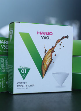 下单即送15g品鉴豆-HARIO日本进口V60滤纸01号40片装手冲滴滤咖啡