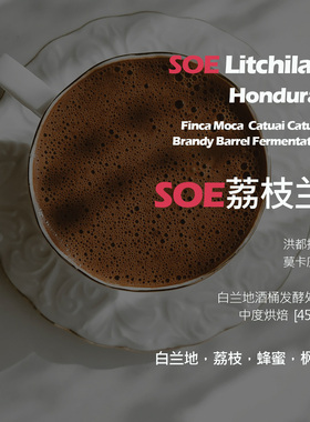 SOE洪都拉斯莫卡庄园荔枝兰白兰地酒桶发酵意式单品咖啡豆新鲜