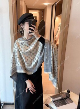 正确新款L字母天丝棉女空调房披肩围脖外搭秋冬百搭保暖围脖围巾