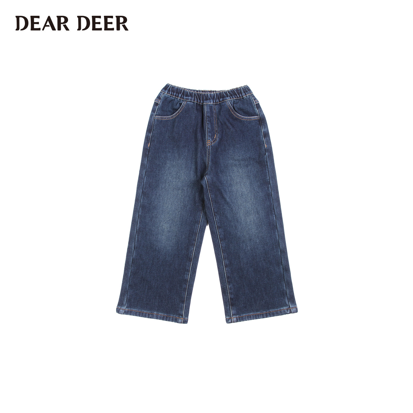 【门店同款】迪迪鹿女童牛仔裤2025冬季新款儿童加绒加厚直筒长裤