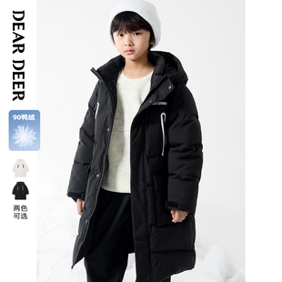 迪迪鹿男童羽绒服冬季中长款加厚保暖外套儿童连帽上衣