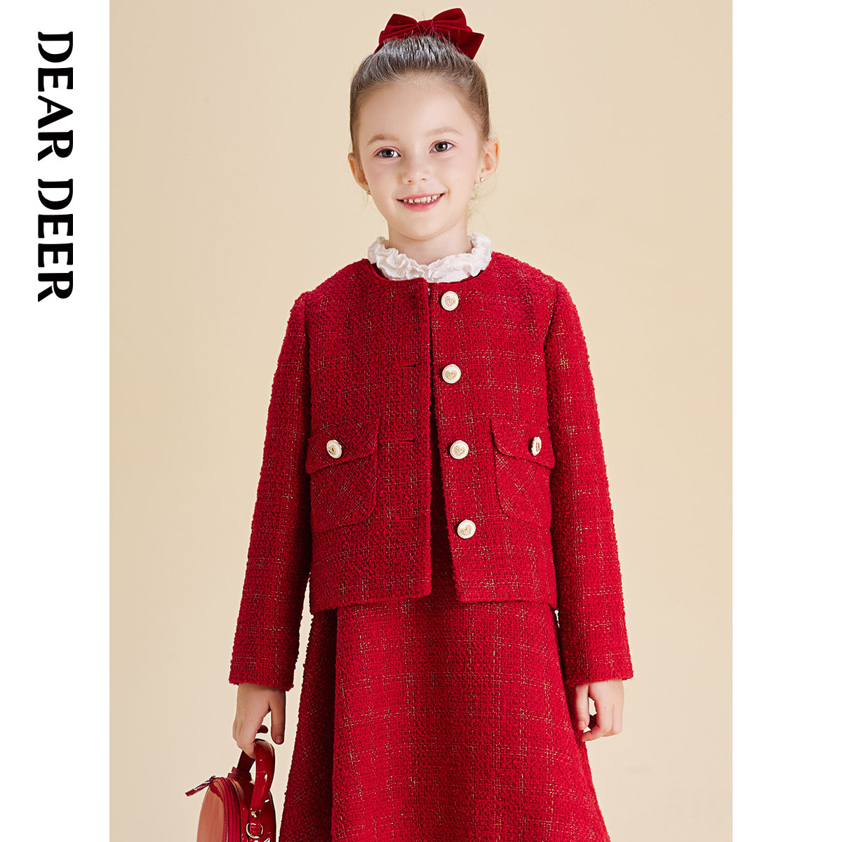 【门店同款】迪迪鹿童装女大童外套儿童春秋款红色上衣小香风,童装/婴儿装/亲子装,普通外套,淘宝优惠券,粉丝福利购,淘宝优惠卷