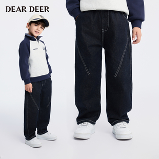 【门店同款】迪迪鹿男童牛仔裤2025秋季新款儿童长裤宽松直筒裤子