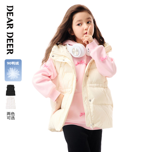 女大童羽绒背心儿童冬季 迪迪鹿童装 新款 门店同款 连帽马甲上衣