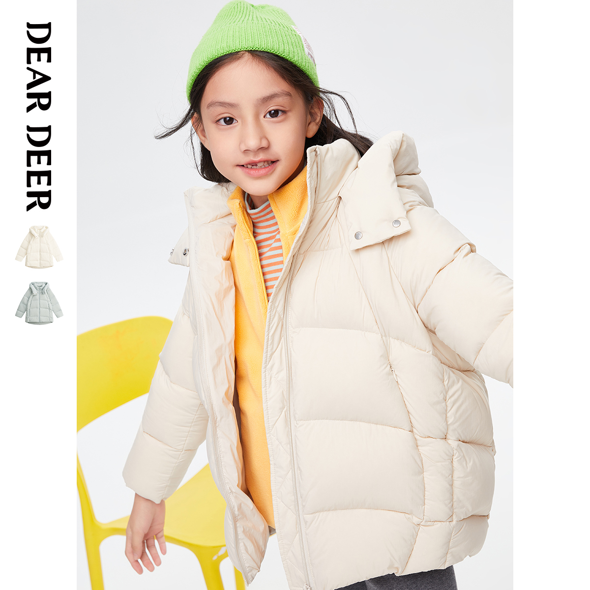 迪迪鹿童装女大童羽绒服冬新款加厚保暖中长外套上衣90绒面包服