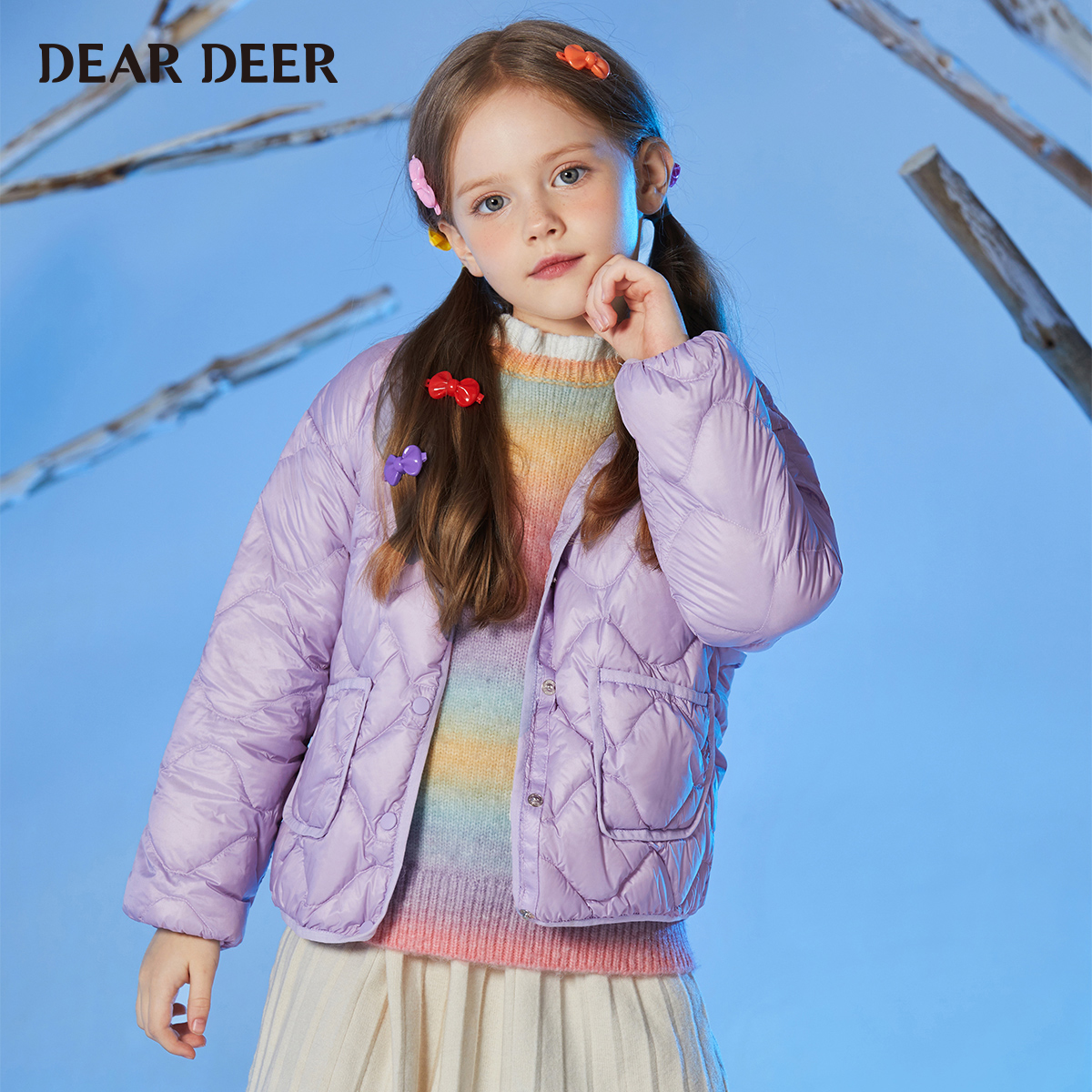 迪迪鹿女童羽绒内胆冬季短款外套轻薄羽绒服保暖内胆90白鸭绒内搭