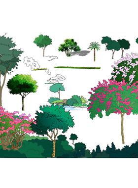 （309）景观ps素材全品类PSD格式共计27G草地树木水面花海交通