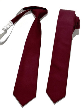 深红色领带女款免打手打纯色百搭男学生学院风小众色系