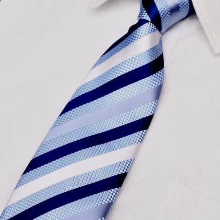 领带男天蓝白条纹浅蓝商务正装职业工作面试房地产4S店宽版8CM