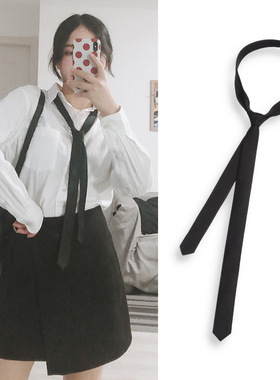 领带女士男3CM超窄韩版纯黑色衬衫装饰搭配学院风日系手打细