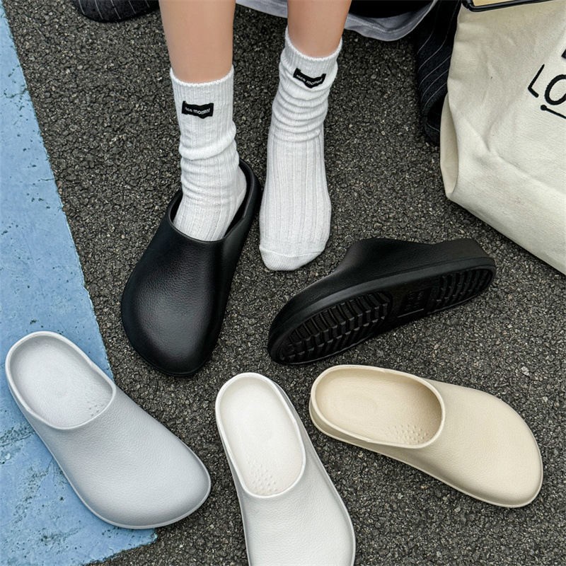 EVA包头拖鞋男外穿防滑防水无洞半拖鞋高颜值情侣无孔洞洞鞋