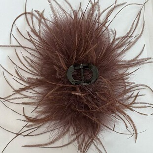 2025新款鸵鸟毛抓夹女高级感发饰后脑勺发夹盘发鲨鱼夹鸵鸟毛夹女