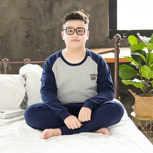 胖男童秋衣秋裤套装青少年加肥加大保暖衣宽松大码舒适弹力纯棉弹