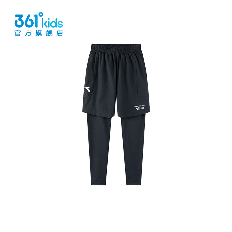 361度男童假两件运动裤2026春夏新款松紧腰休闲百搭长裤K52511505