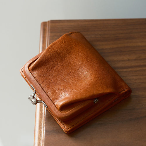 牛皮口金短款钱包女短夹