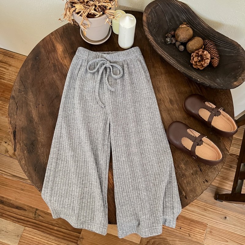 thumbnail for Girls' slacks, autumn new foreign style baby girls, 2025 new casual trousers, stretch wide-leg pants, cropped pants