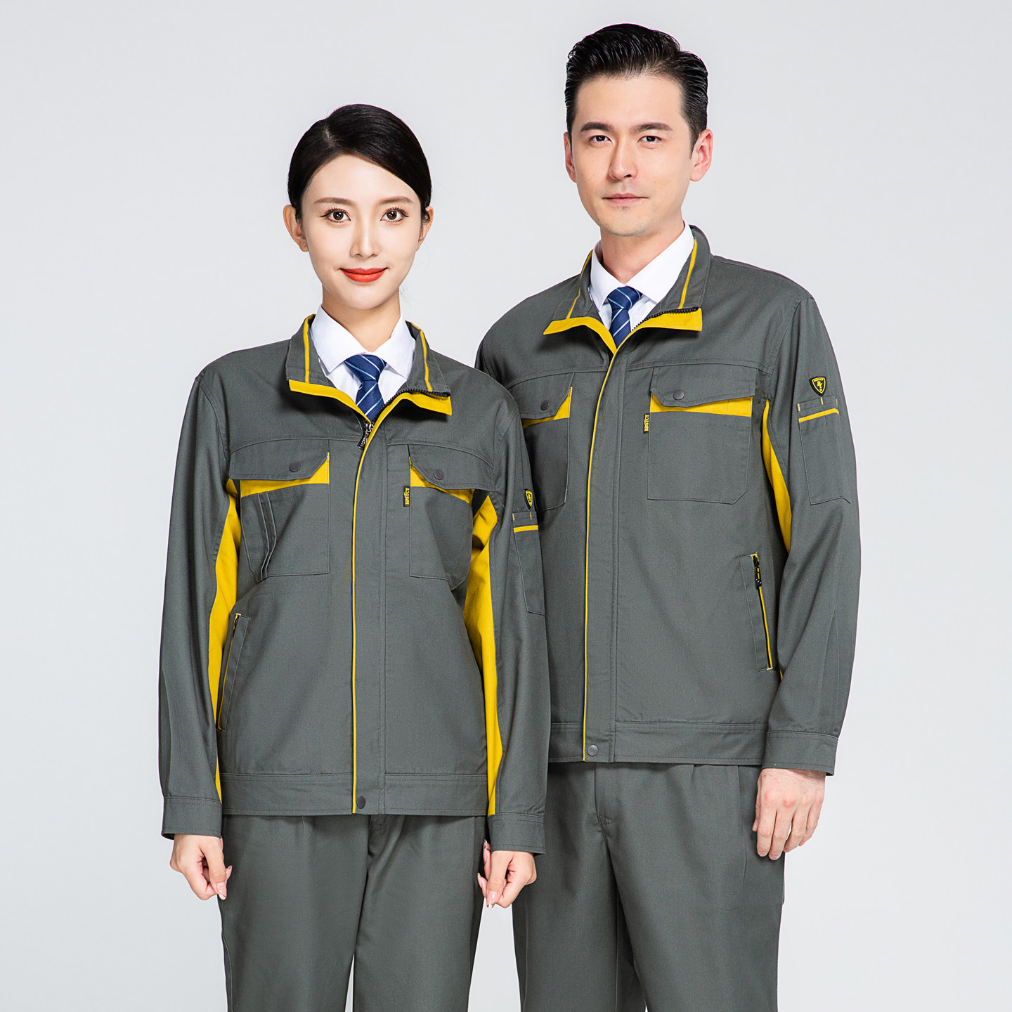 工作服春秋长袖定制logo图案厚料