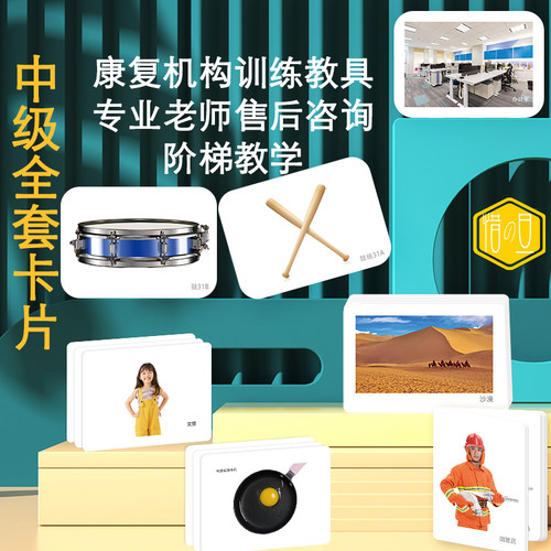 自闭症孤独症发育迟缓语言启蒙机构教学教具中级全套理解卡片玩具 - 封面