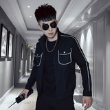 JK006-特批882021新款男士工装翻领休闲潮流反光潮牌百搭夹克黑2，男装夹克，电商A257