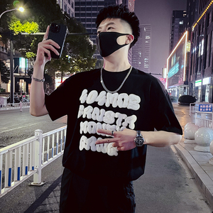 T33-P48 男士短袖ins潮牌印花半袖2023新款夏季男装休闲潮流圆领2图片