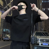 X29-P58男士拼接T恤短袖夏季潮牌设计感男装2024新款薄款上衣，男装T恤，电商A257
