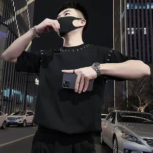 X23-P58 高级感铆T恤男短袖美式潮牌男装上衣2024新款潮流半袖1图片