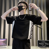 X45-P48夏季拼接短袖T恤ins撞色半袖2024新款男装上衣潮流痞帅1，男装T恤，电商A257