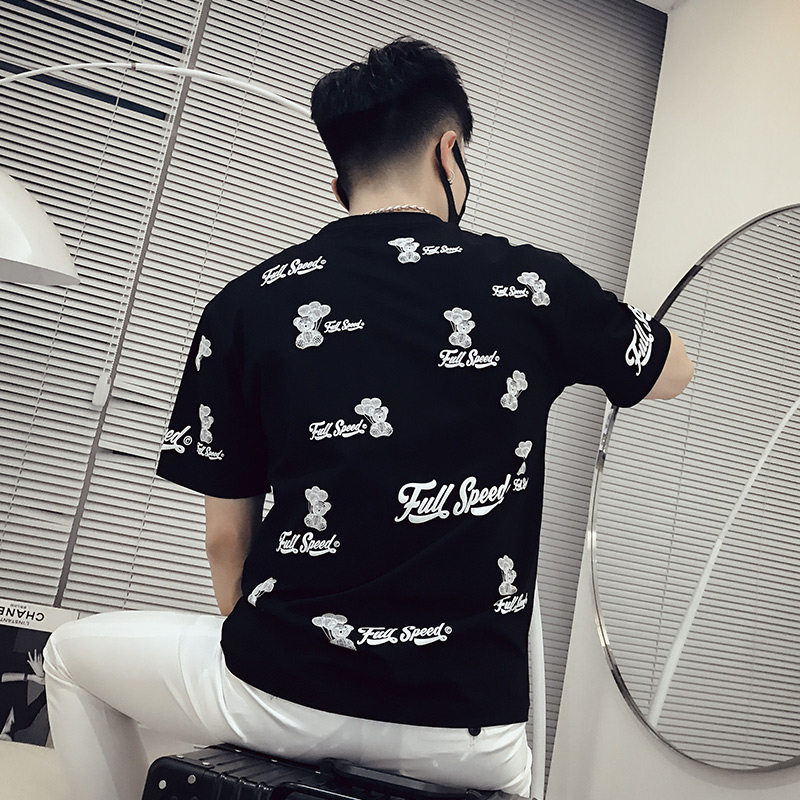 T86-P45夏季潮牌男士t恤韩版宽松个性青春百搭潮牌情侣短袖,男装T恤,电商A257