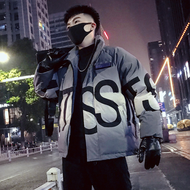 MY18-P138冬季立领潮牌宽松帅气加厚渐变衣外套,男装棉衣,电商A257