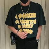 T33-P48夏ins潮牌T恤男发泡印花短袖2023新款男装宽松休闲短袖2，男装T恤，电商A257