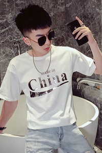 T54-P38 潮牌男短袖纯精神小伙2021红半袖T恤图片