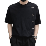 X47-P58金属装饰T恤男美式短袖ins潮牌2024新款夏季男装3，男装T恤，电商A257