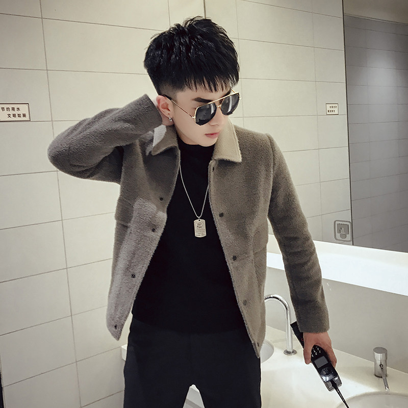 K88-P155妮子大衣短款2021秋冬新款外套男韩版休闲时尚加厚外套,男装毛呢大衣,电商A257