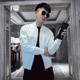 JK003-特批982021春季男士外套修身潮流青春帅气反光炸接夹克.白，男装夹克，电商A257