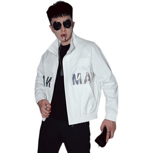 JK808-P105 春秋男士长袖外套工装休闲立领潮流亮片网红酷炫夹克图片