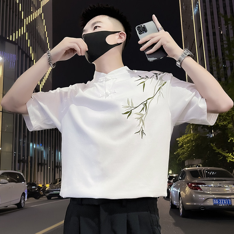 X48-P58风刺绣T恤男重磅短袖2024新款夏季男装潮牌痞帅3,男装T恤,电商A257