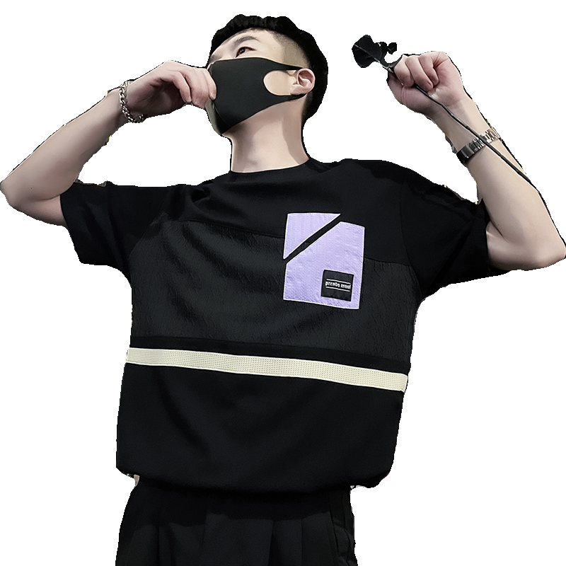 X31-P58设计感T恤男短袖潮牌夏季男装衣服2024新款男装上衣暗黑,男装T恤,电商A257