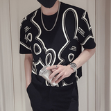 T32-P45ins潮牌印花T恤男夏痞帅宽松2023新款男装衣服潮流短袖，男装T恤，电商A257