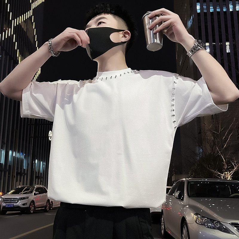 X23-P58高级感铆T恤男短袖美式潮牌男装上衣2024新款潮流半袖2,男装T恤,电商A257