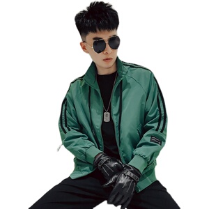 J06-P88 立领外套男春季高级感ins潮牌夹克春秋潮流个性条纹百搭2图片