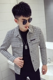 JK502-P105新款痞帅夹克男春秋季韩版潮流修身百搭网红格子，男装夹克，电商A257