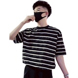 T86-P58条纹T恤男夏季宽松短袖2023新款上衣潮牌潮流休闲半袖1，男装T恤，电商A257