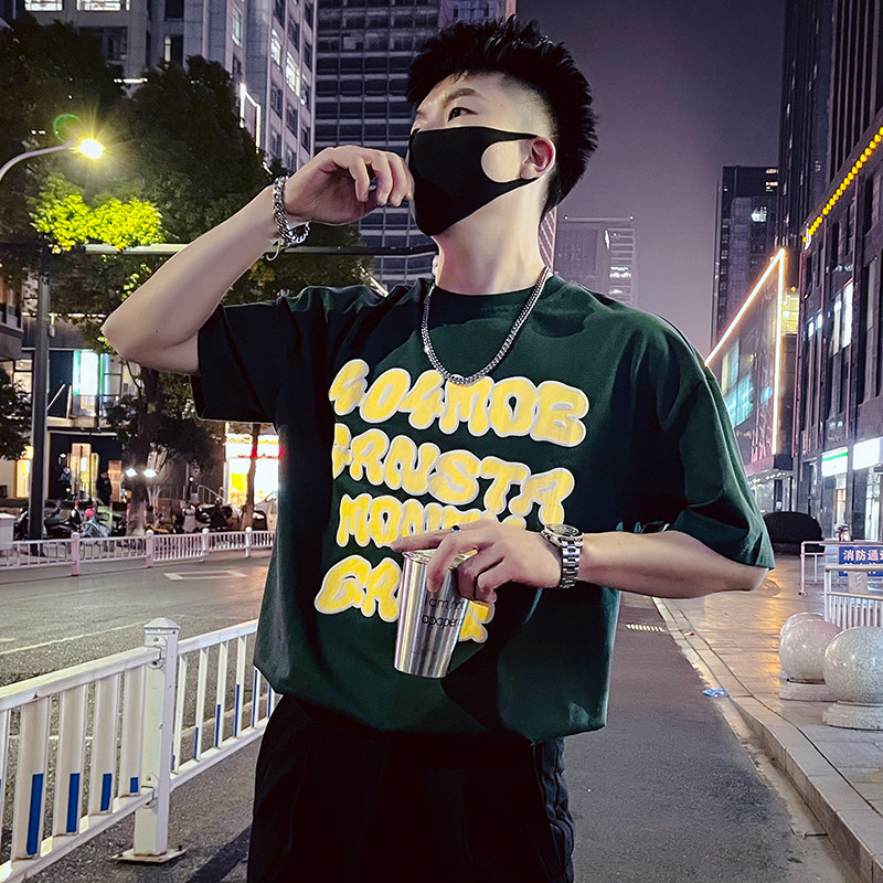 T33-P48男士短袖ins潮牌印花半袖2023新款夏季男装休闲潮流圆领1,男装T恤,电商A257